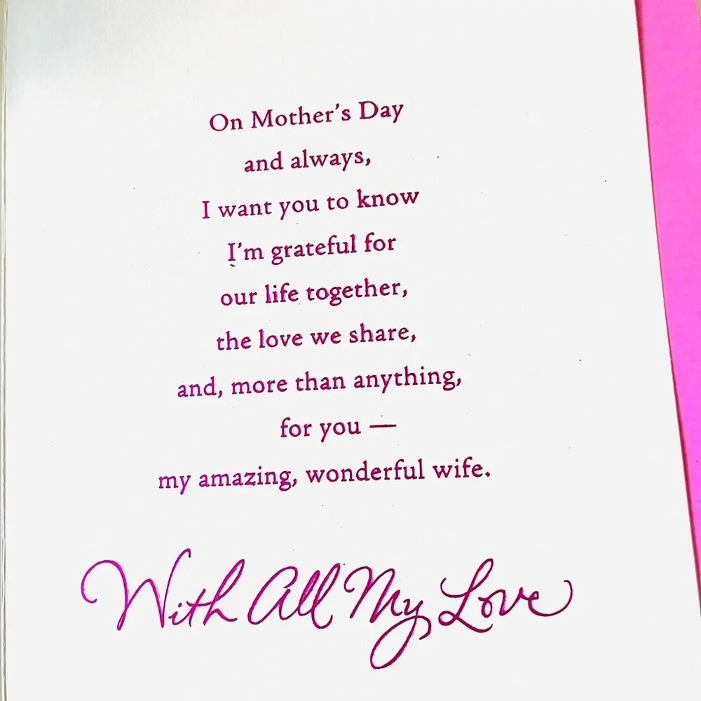 American Greetings Embroidered Mother’s Day Card Wife Hummingbird 6x9